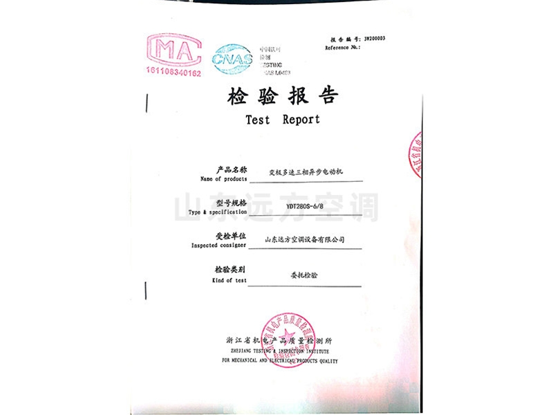 變極多速三相異步電動機(jī)檢驗報告
